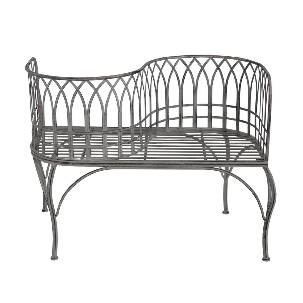 Unbranded Iron And Steel Outdoor Patio Porch Garden Park Curved Unique Bench In Antique Grey Hdxa018 Lover Bench Ag The Home Depot