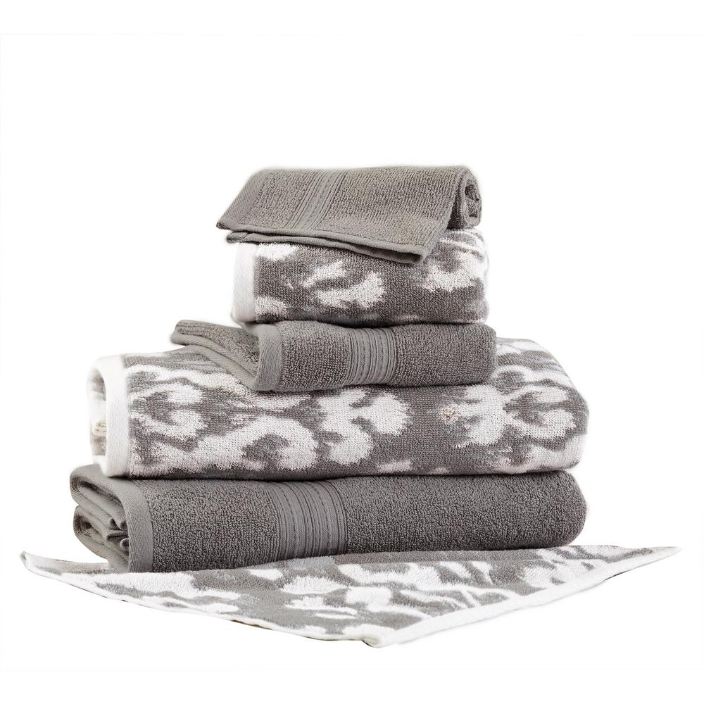 IZOD Classic 6Piece Cotton Bath Towel Set in Night Gray079465022506