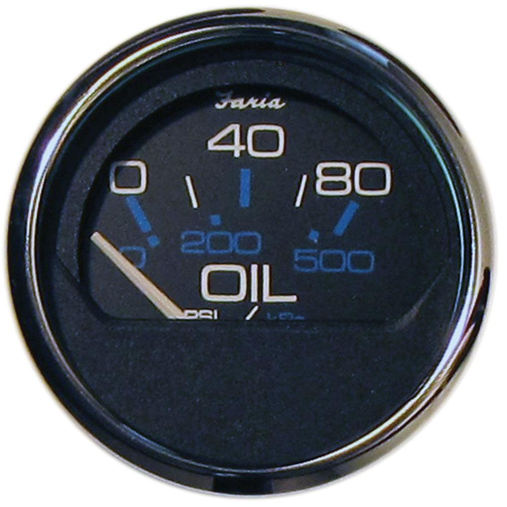 Faria 2 Oil Pressure Gauge Spun Silver 80 PSI
