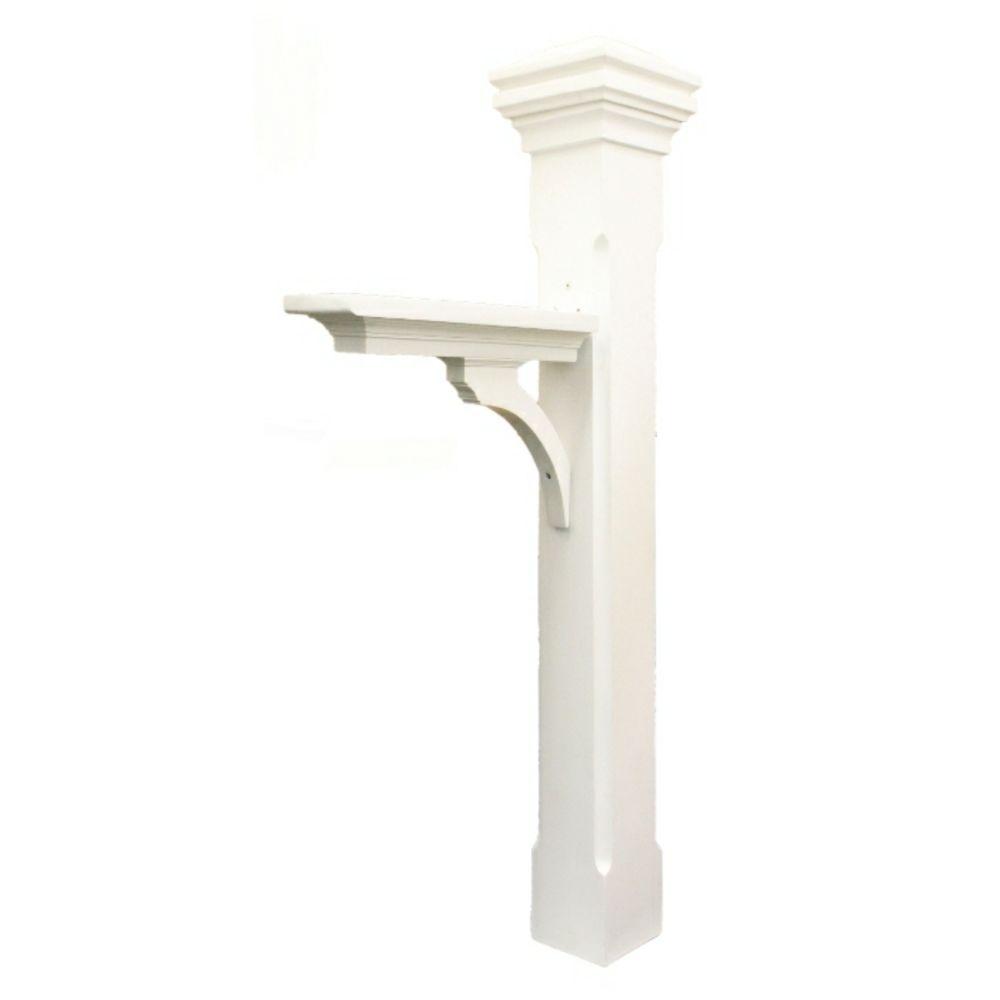 Eye Level Brace and White Smooth Curved Cap Mailbox Post50KITWWCS