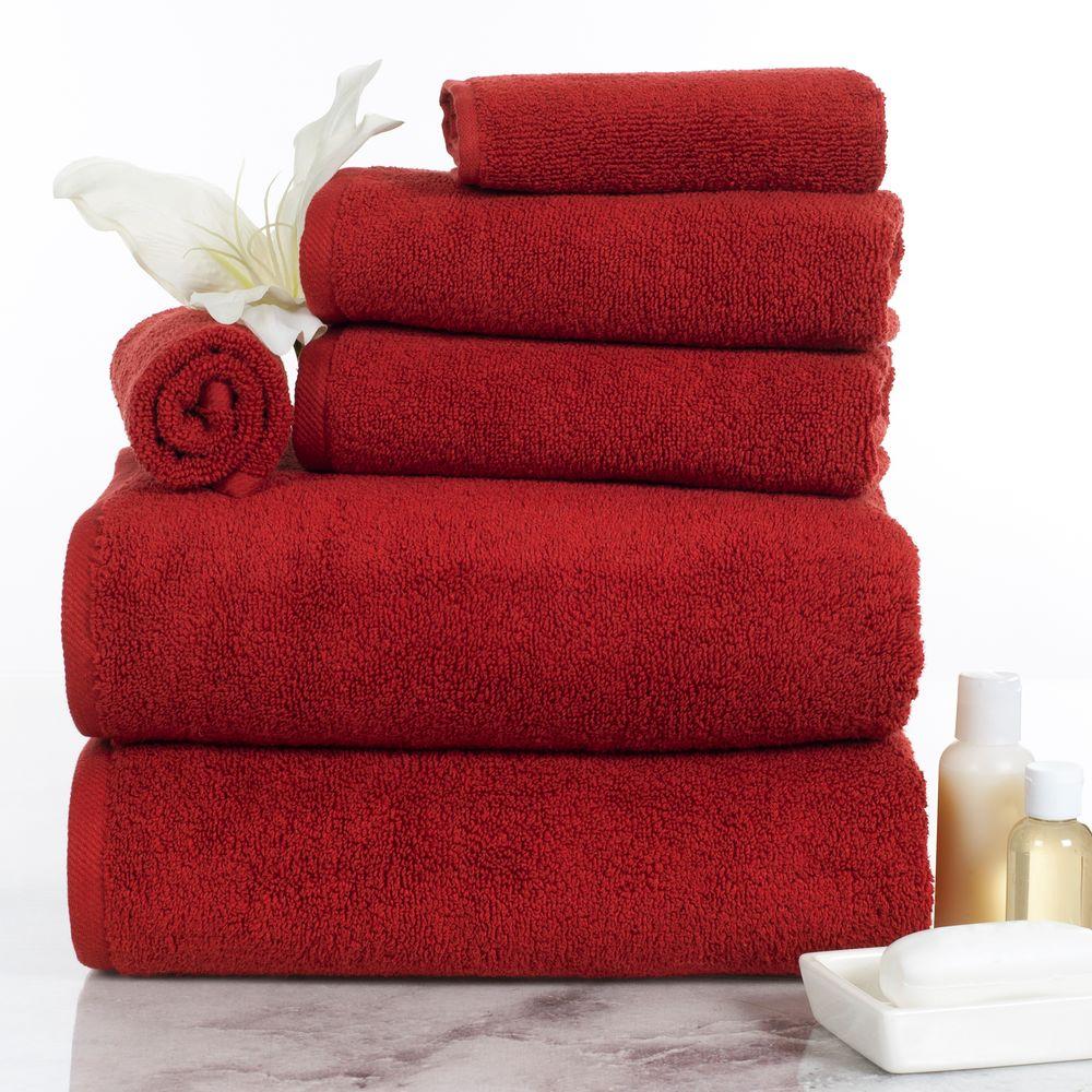 red bathroom towels