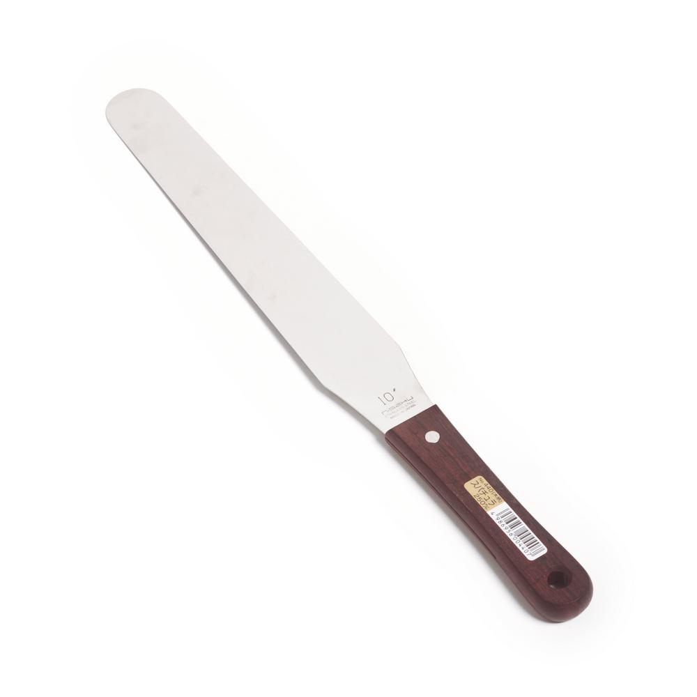 Nisaku 10 in. Blade Stainless Steel Wooden Handle SpatulaNJP440 The