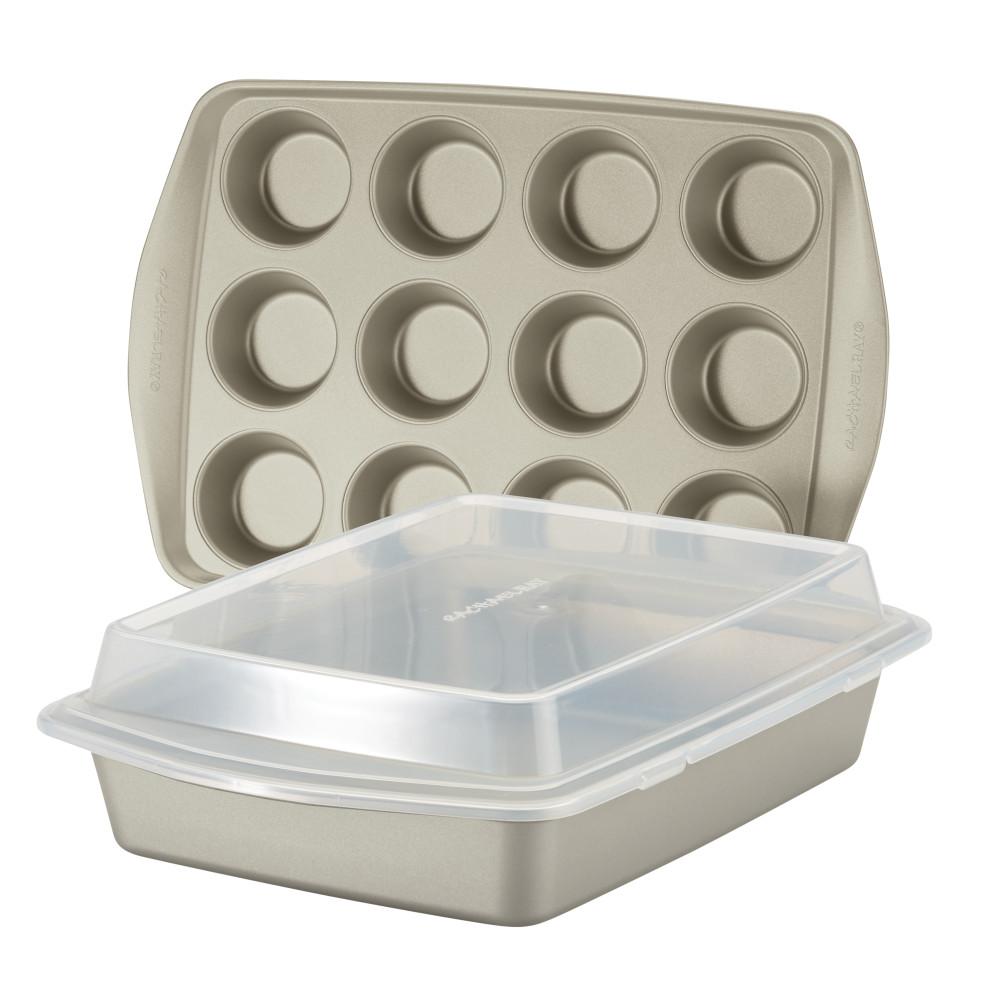 rachael ray 3 piece nonstick bakeware cookie pan set