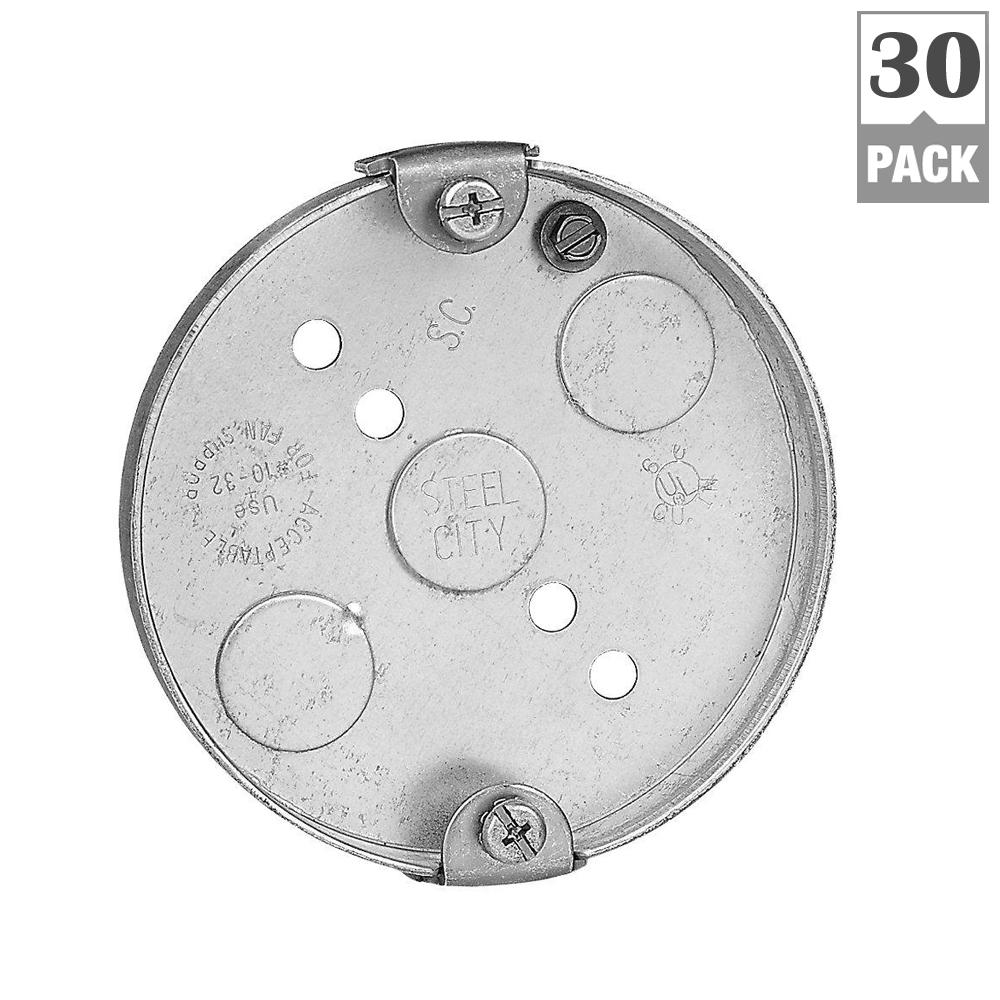 Steel City 4 in. 6 cu. in. New Work Metal Round Pancake Electrical Box