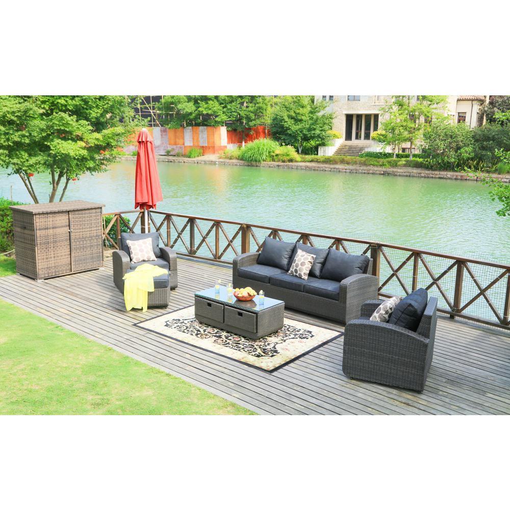 DIRECT WICKER Strathmere Black 5-Piece Wicker Patio Conversation Set