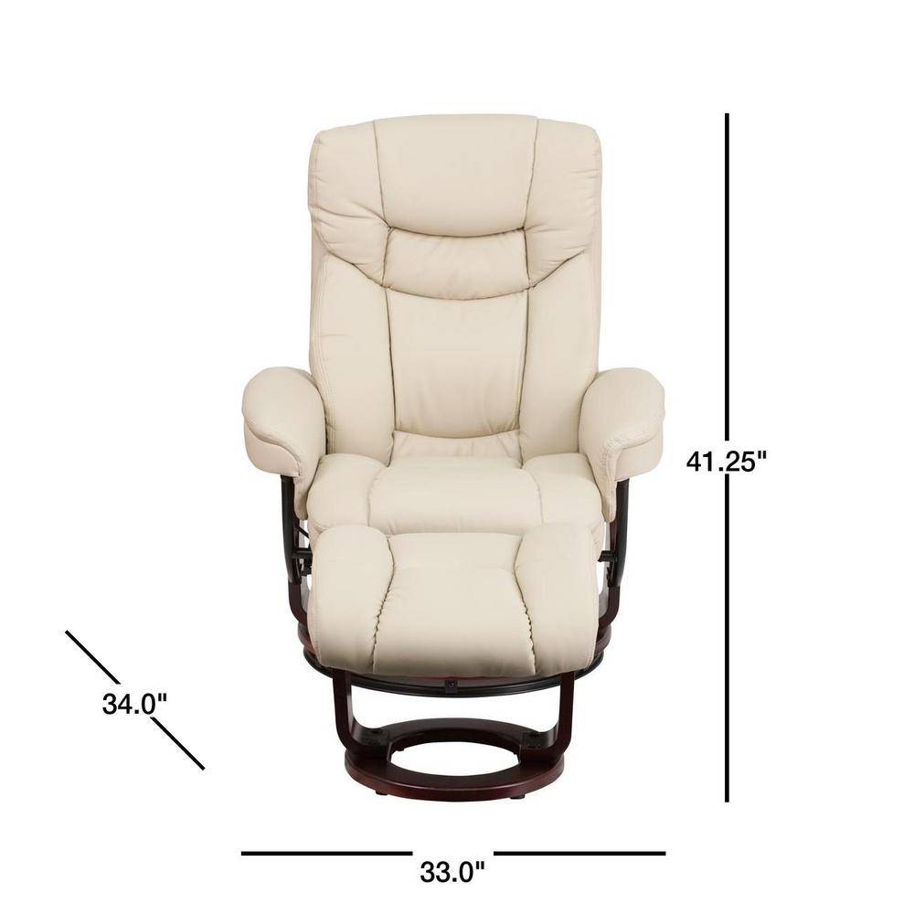 Flash Furniture Contemporary Beige Leather Recliner And Ottoman Flash Furniture Contemporary Beige