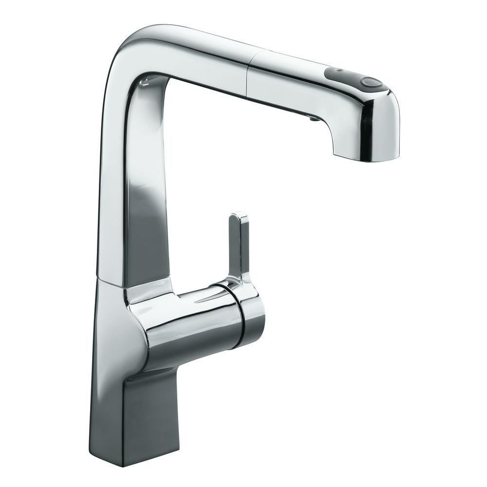 Kohler Evoke Single Handle Pull Out Sprayer Kitchen Faucet In