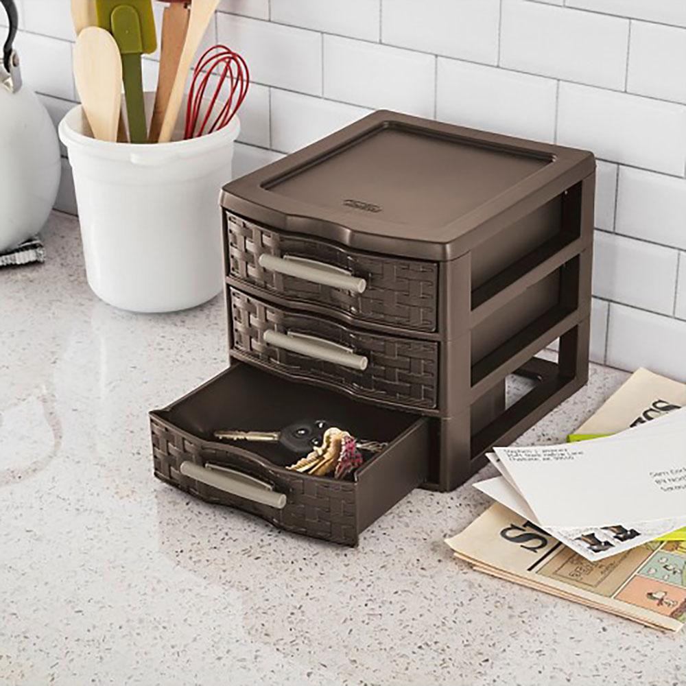 Sterilite Medium Weave Craft Office Supplies 3 Drawer Storage