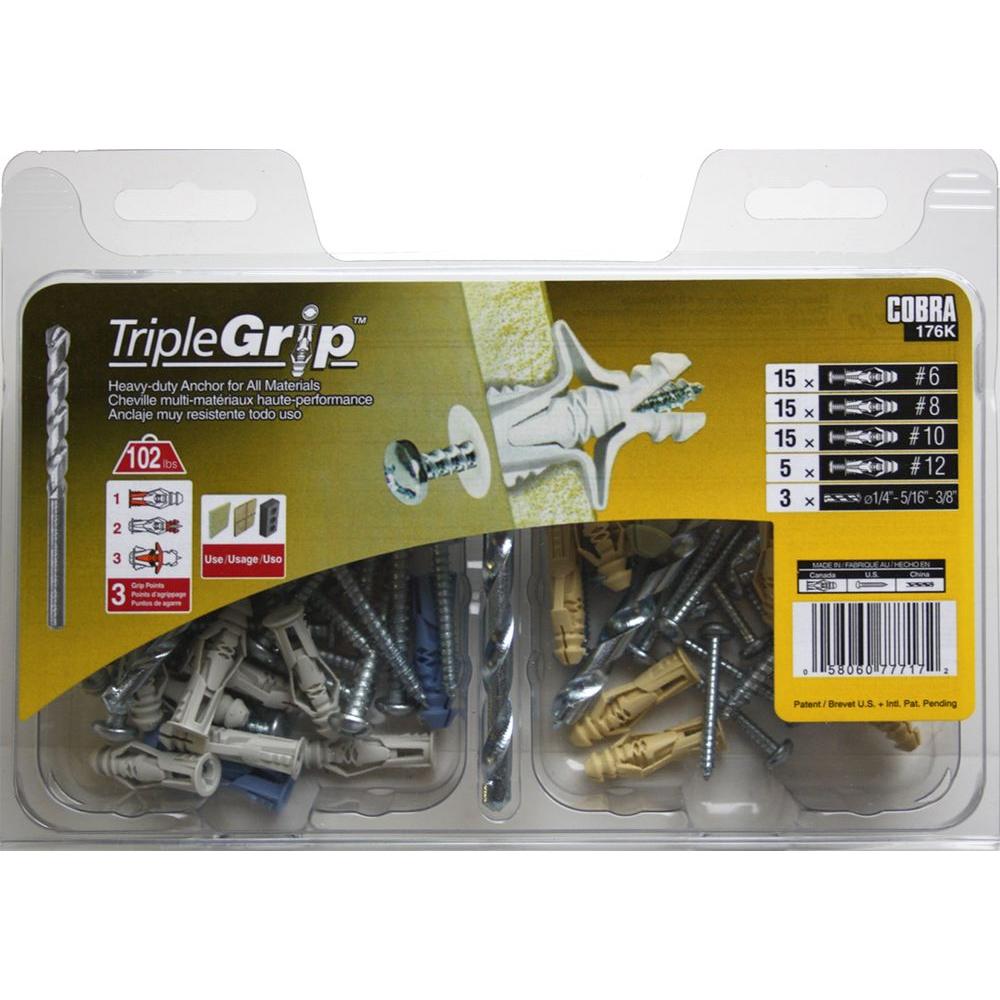 Triple Grip 50Piece MultiPurpose Anchor Kit with Screws176K The