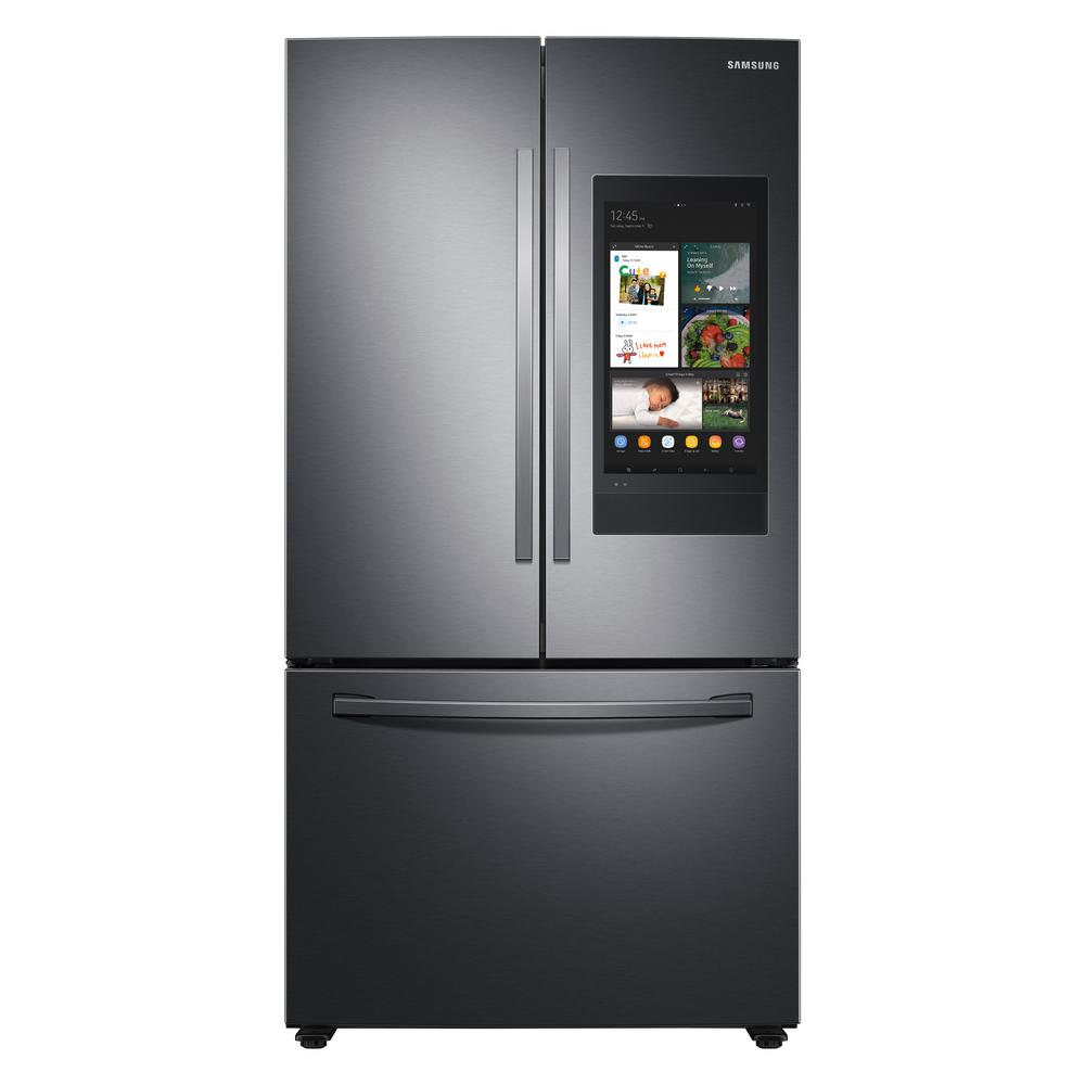 Samsung 27.7 cu. ft. French Door Refrigerator in Black Stainless Steel with Family Hub, Fingerprint Resistant Black Stainless Steel RF28T5F01SG