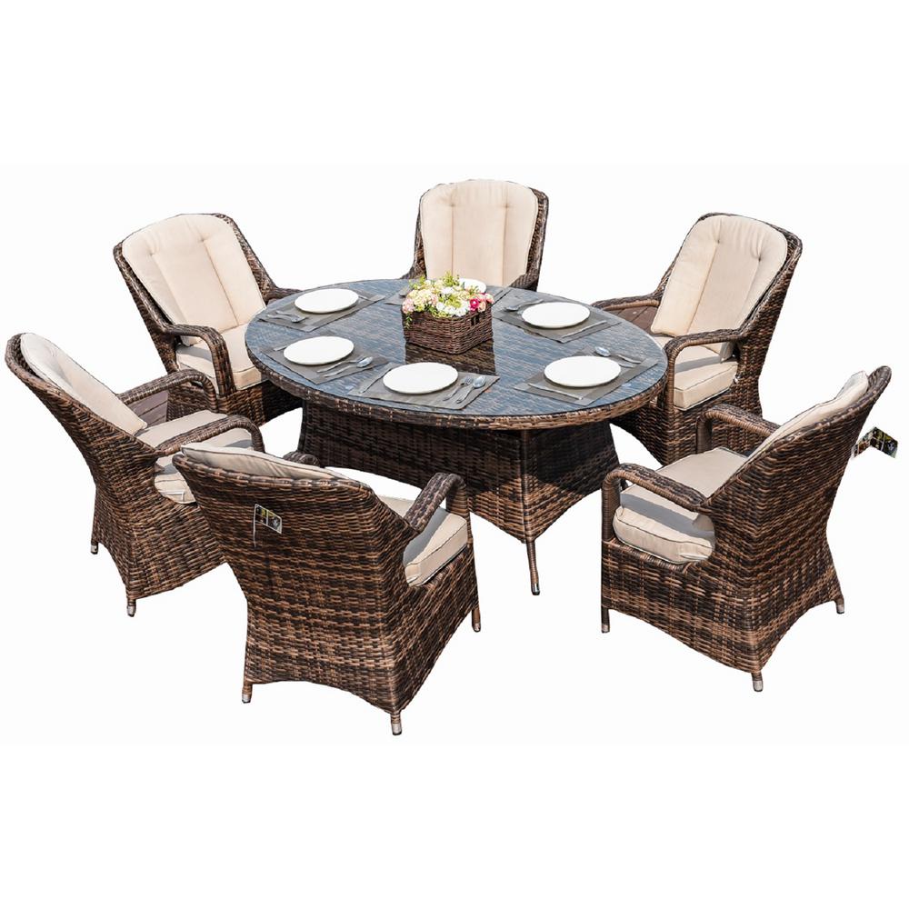 Direct Wicker Brown 7 Piece Outdoor Dining Set With Luxury Brown 7 Piece Wicker Outdoor Dining Set