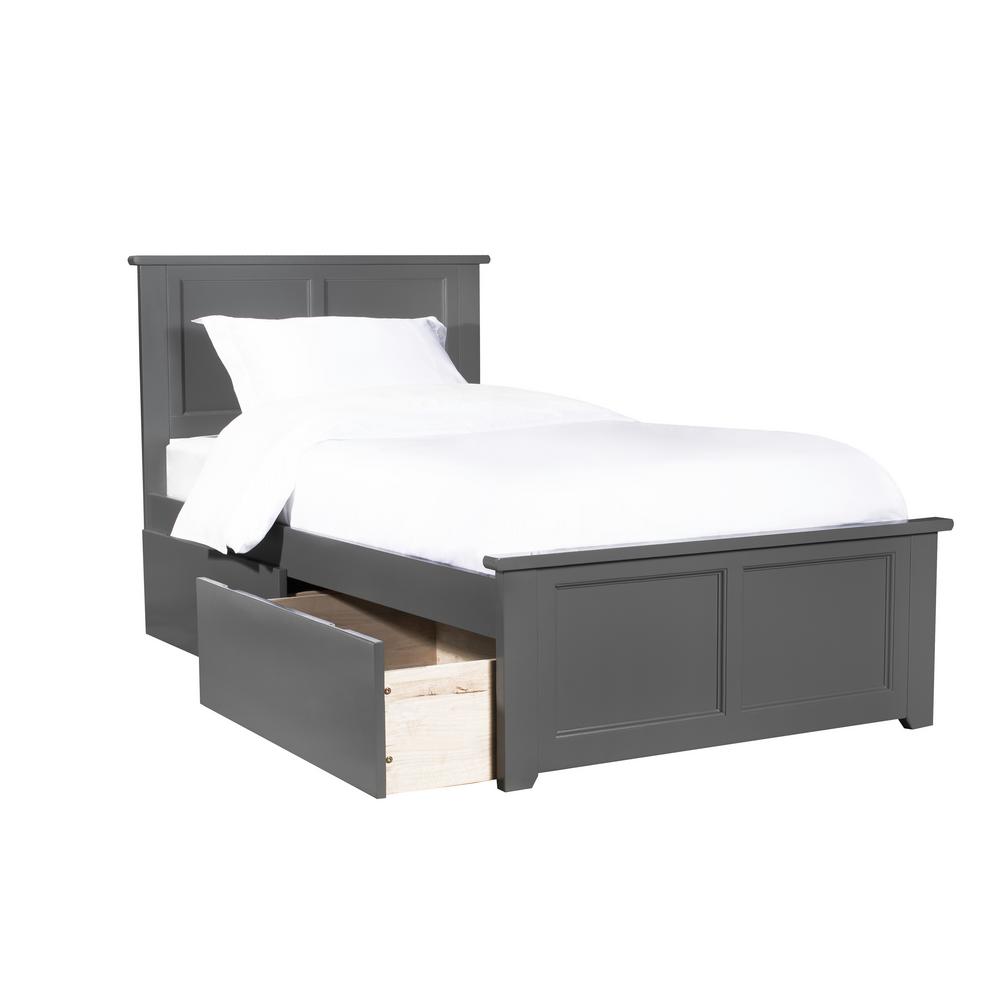 Atlantic Furniture Madison Grey Twin XL Platform Bed with Matching Foot