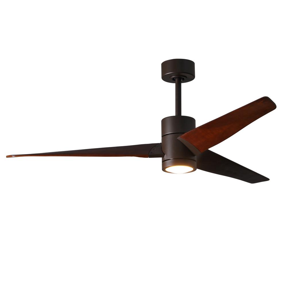 Atlas Super Janet 60 In Led Indoor Outdoor Damp Textured Bronze Ceiling Fan With Light Remote Control Wall