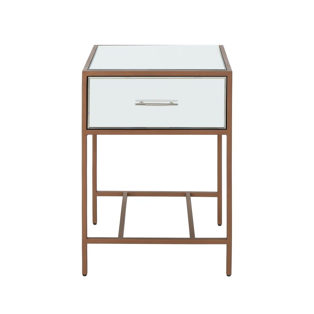 Noble House Kimora Modern Brown Iron And Faux Wood Side Table With Tempered Glass Top 53010 The Home Depot