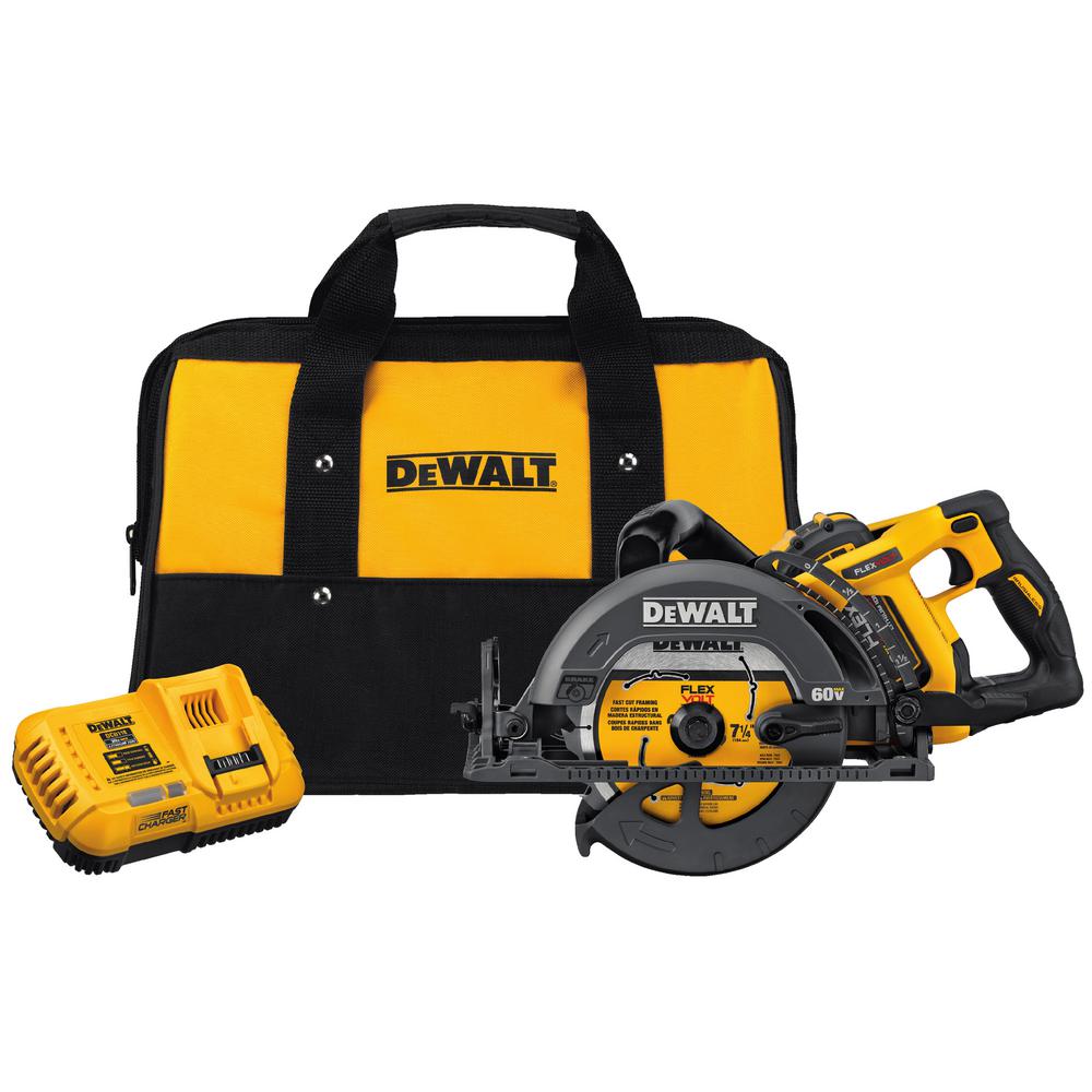 FLEXVOLT 60-Volt MAX Lithium-Ion Cordless Brushless 7-1/4 in. Wormdrive Style Circ Saw w/ Battery 3Ah, Charger and Bag