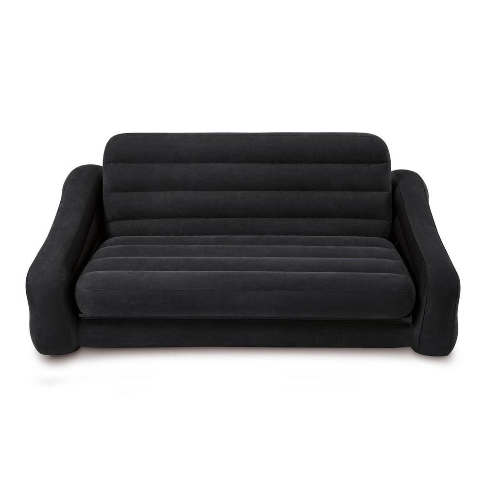 Intex Queen Size Inflatable Pull Out Futon Sofa Couch Bed Dark