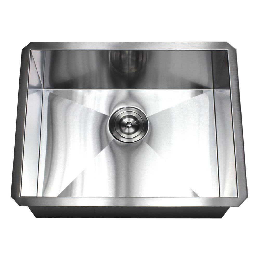 Kingsman Hardware Undermount 16 Gauge Stainless Steel 23 In X 18 In X 10 In Deep Single Bowl Zero Radius Kitchen Sink