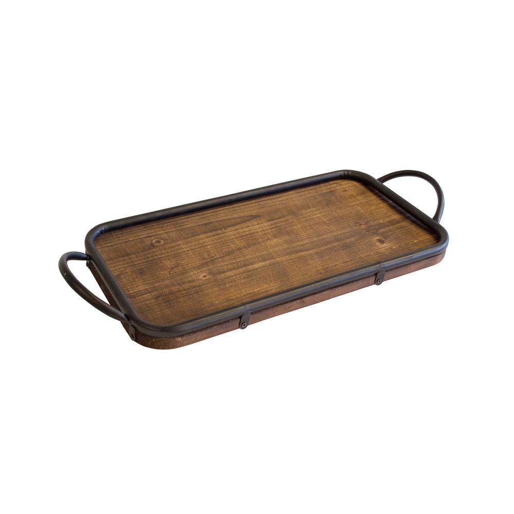 Os Home And Office Furniture Rustic Brown Trays With Decorative Os Home And Office Furniture Rustic Brown Trays With Decorative Metal Handles Set Of 2
