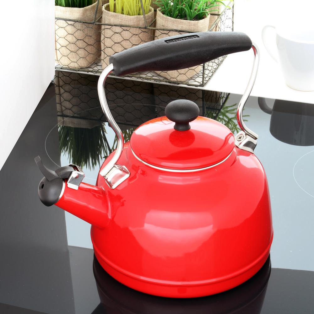 Chantal Vintage 6.8cups EnamelOnSteel Chili Red Tea Kettle 37VINT RE The Home Depot