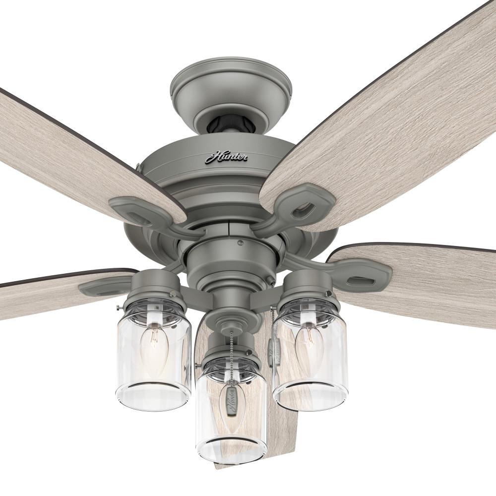 Hunter Crown Canyon 52 In Led Indoor Matte Nickel Ceiling Fan With Light Kit 53403 The Home Depot Hunter Crown Canyon 52 In Led Indoor, Mason Jar Ceiling Fan Light Kit