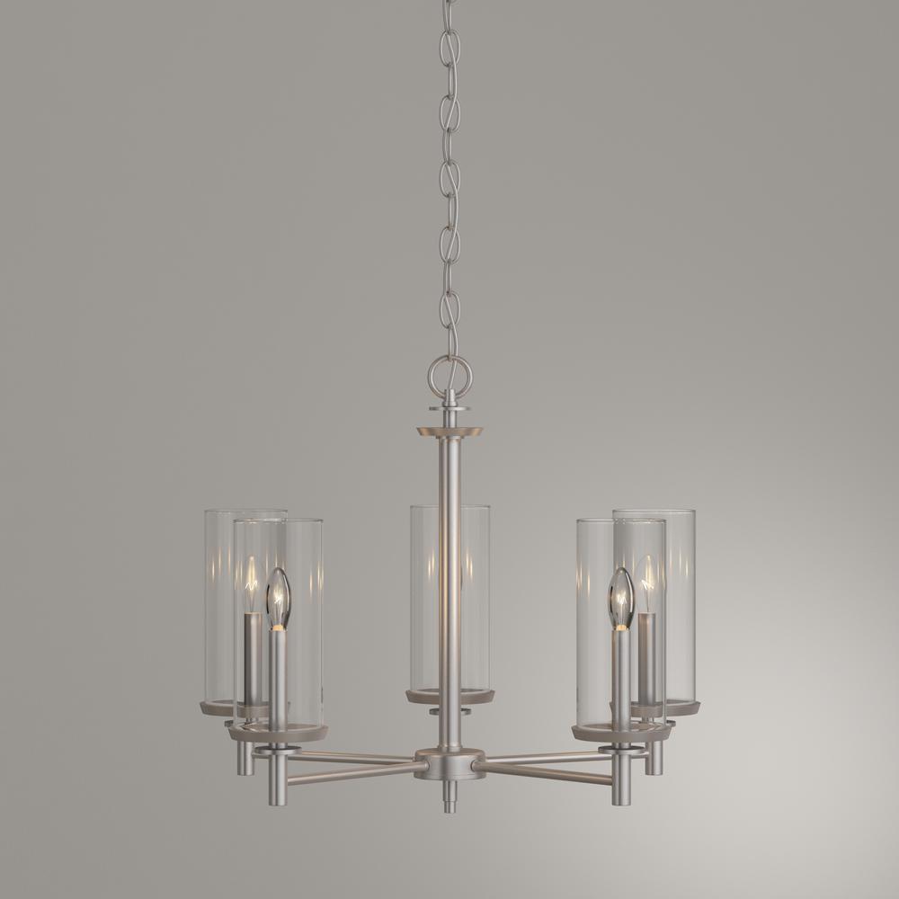 Hampton Bay 5 Light Brushed Nickel Chandelier With Clear Glass