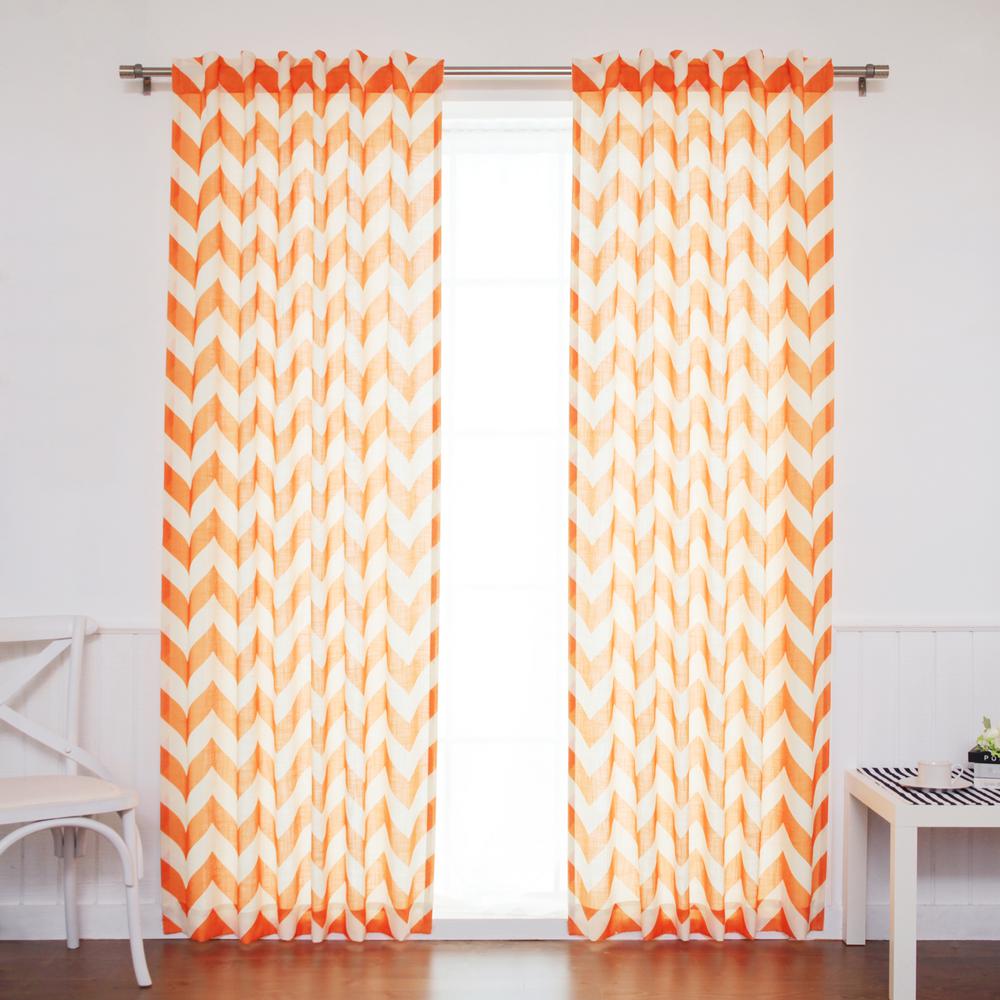 Orange Chevron Curtains Drapes Window Treatments The