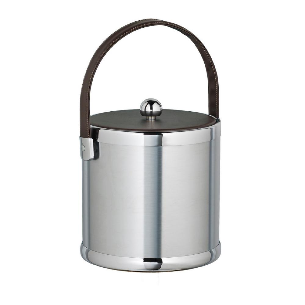 Kraftware Contempo 3 Qt. Brown Ice Bucket with Bale Handle and Thick Vinyl Lid 51760 The Home