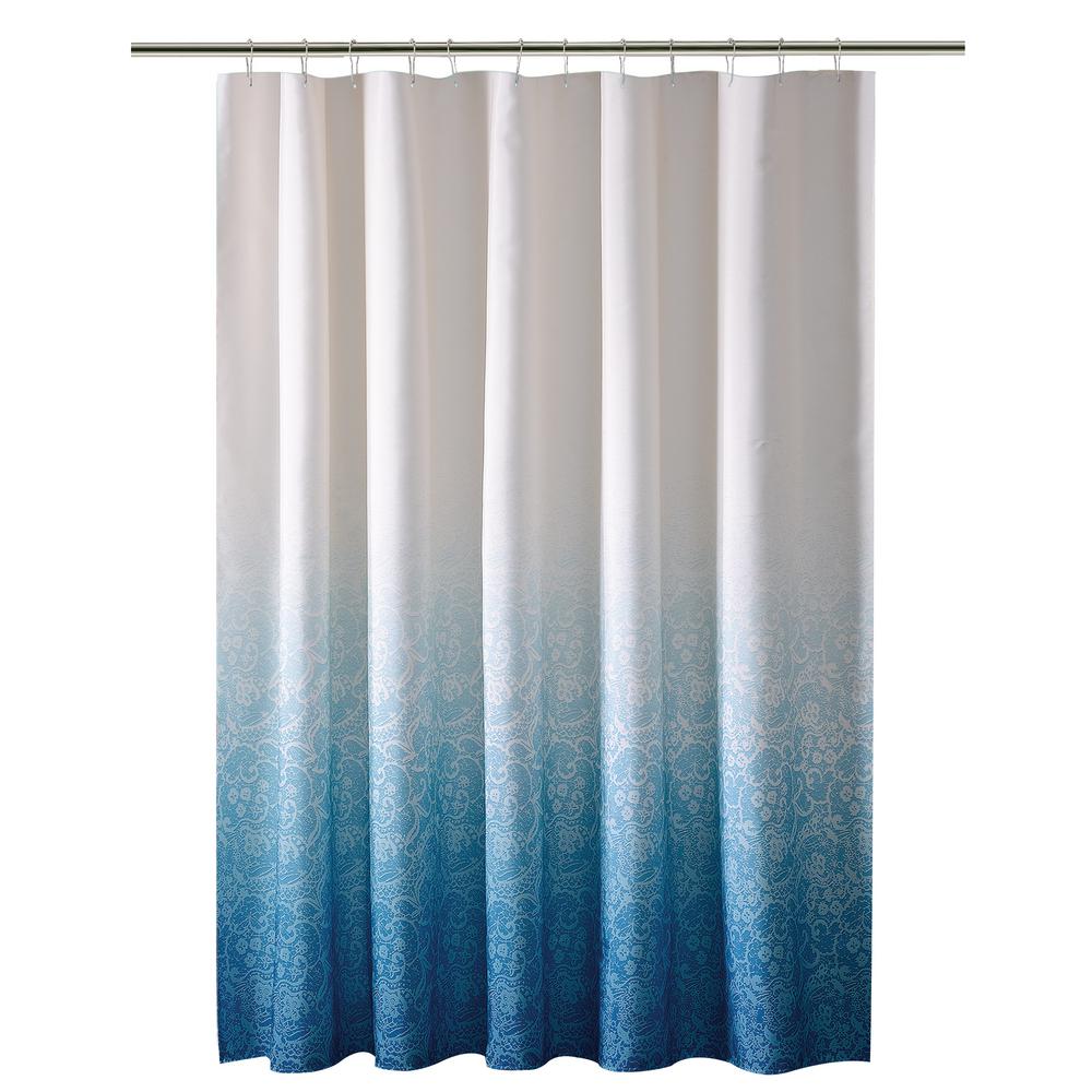 70 In X 72 Ombre Printed Polyester Blue Shower Curtain