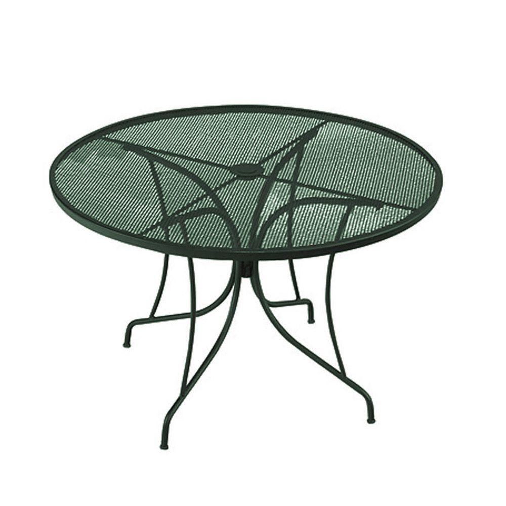 Wrought Iron Green Round Patio Dining Table Discontinued W3929 44 Gr The Home Depot