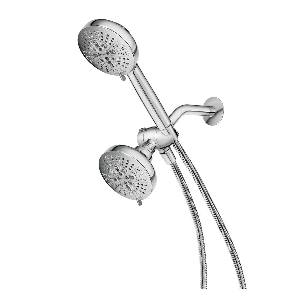Photo 1 of HydroEnergetix 8-Spray Patterns with 1.75 GPM 4.75 in. Wall Mount Dual Shower Heads in Chrome