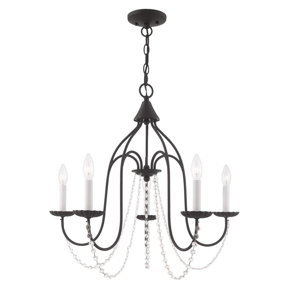Livex Lighting Alessia 5 Light Black Chandelier With Clear Crystals Livex Lighting Alessia 5 Light Black Chandelier With Clear Crystals