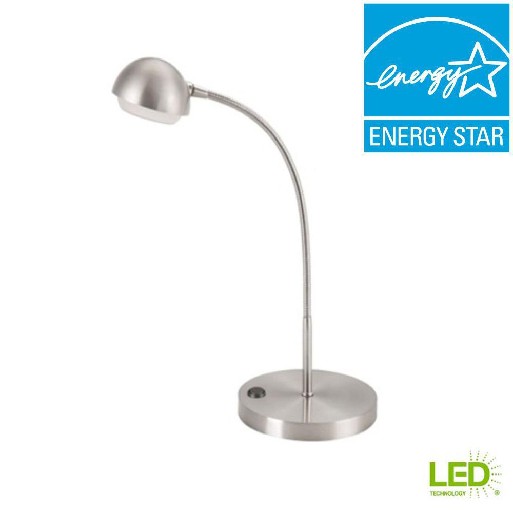 Hampton Bay 18 In Brushed Nickel Led Table Lamp 5a1600n Sn The