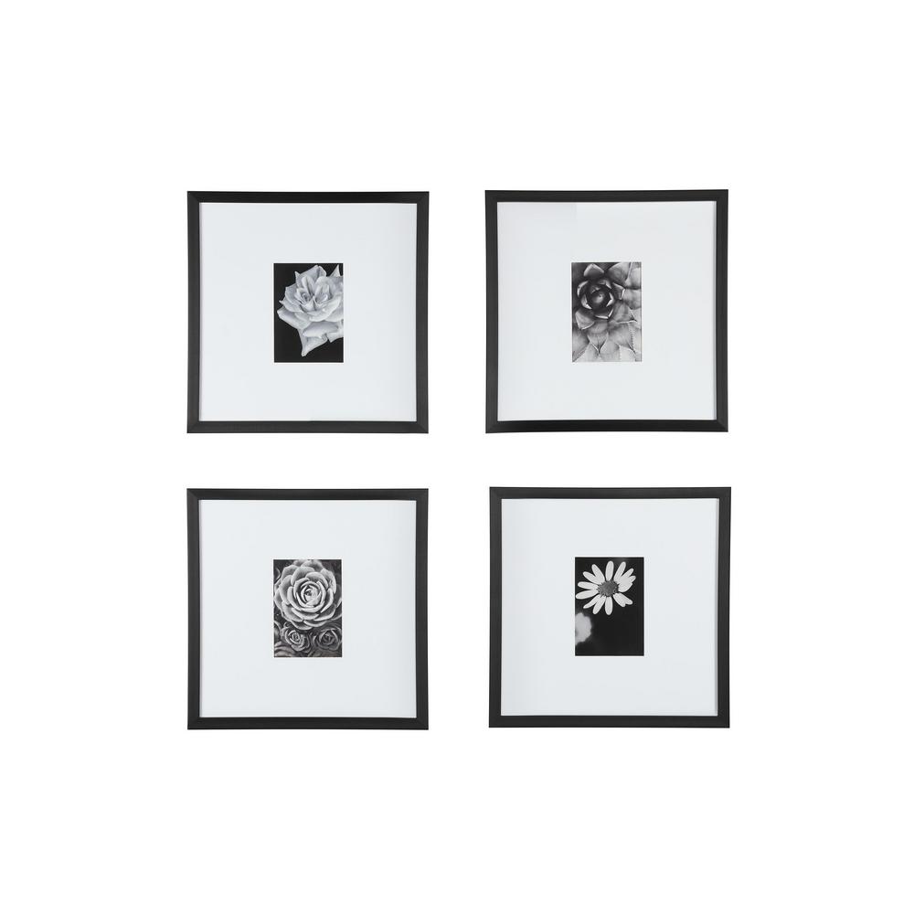 Stylewell Stylewell Black Frame With White Matte Gallery Wall Picture Frames Set Of 4 H5 Ph 268 The Home Depot