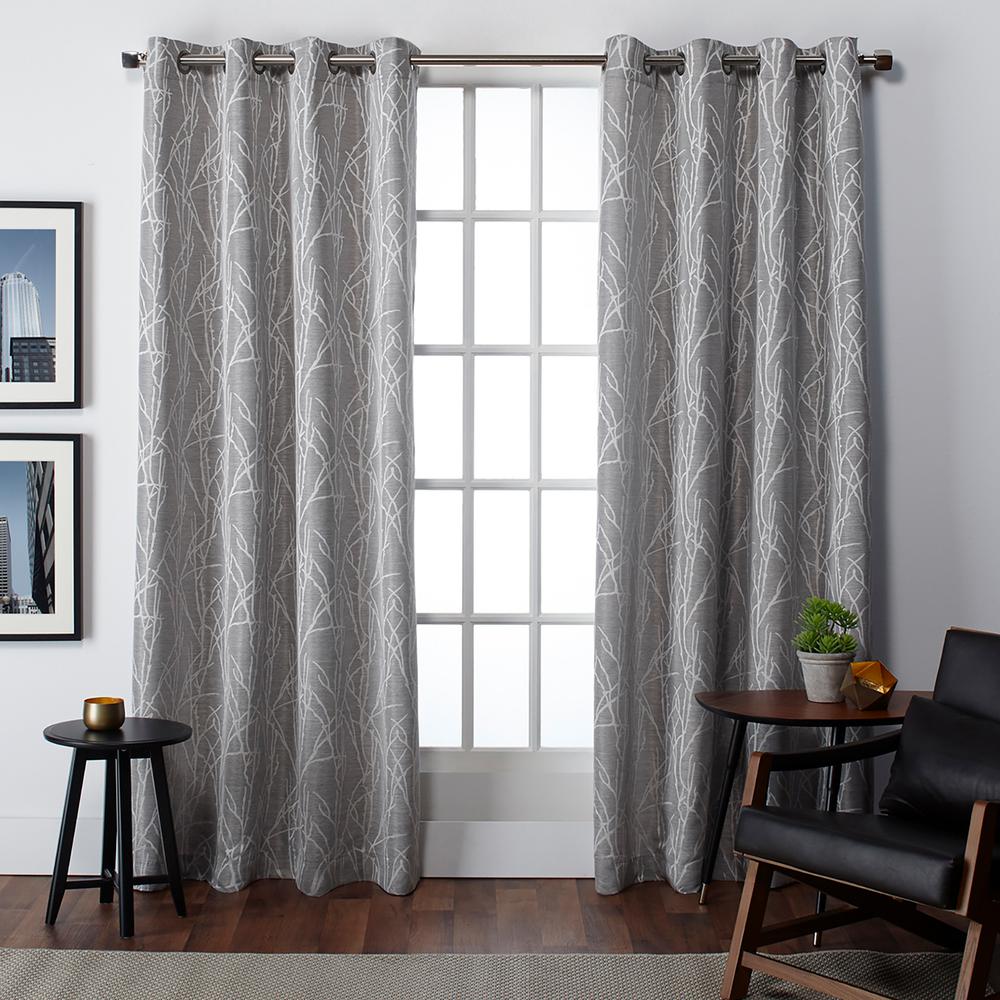 Finesse Ash Grey Grommet Top Window Curtain-EH7910-02 2-X84G - The Home