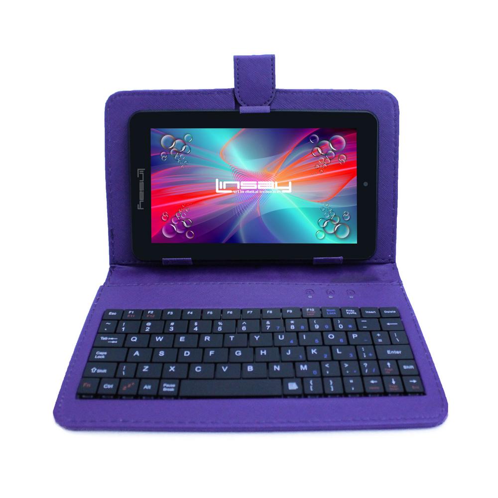 LINSAY 7 in. 2GB RAM 16GB Android 9.0 Pie Quad Core Tablet with Purple Keyboard was $149.99 now $59.99 (60.0% off)