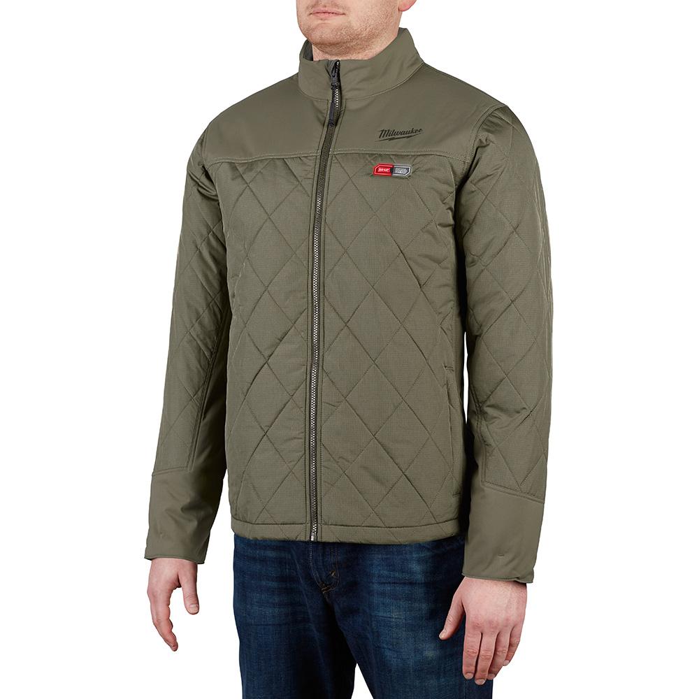 olive green quilted jacket