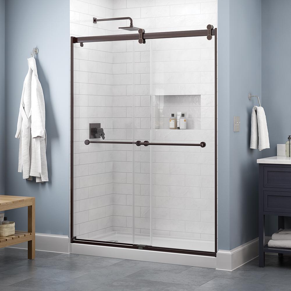 Delta Everly 60 x 71 in. Frameless Contemporary Sliding Shower Door in