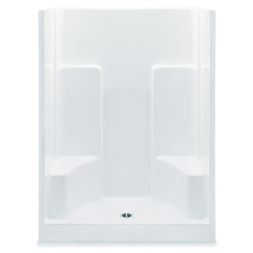 Aquatic Everyday 60 In X 35 75 1 Piece Shower Stall With 2 Seats And Center Drain White