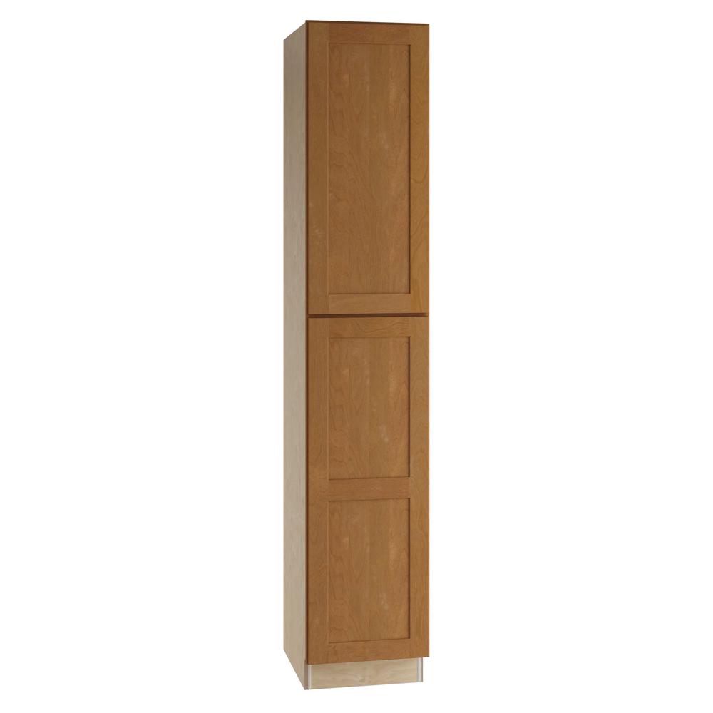 Home Decorators Collection Hargrove Assembled 18x90x24 In Pantry Utility 2 Single Door Hinge Right Utilty Kitchen Cabinet Cinnamon