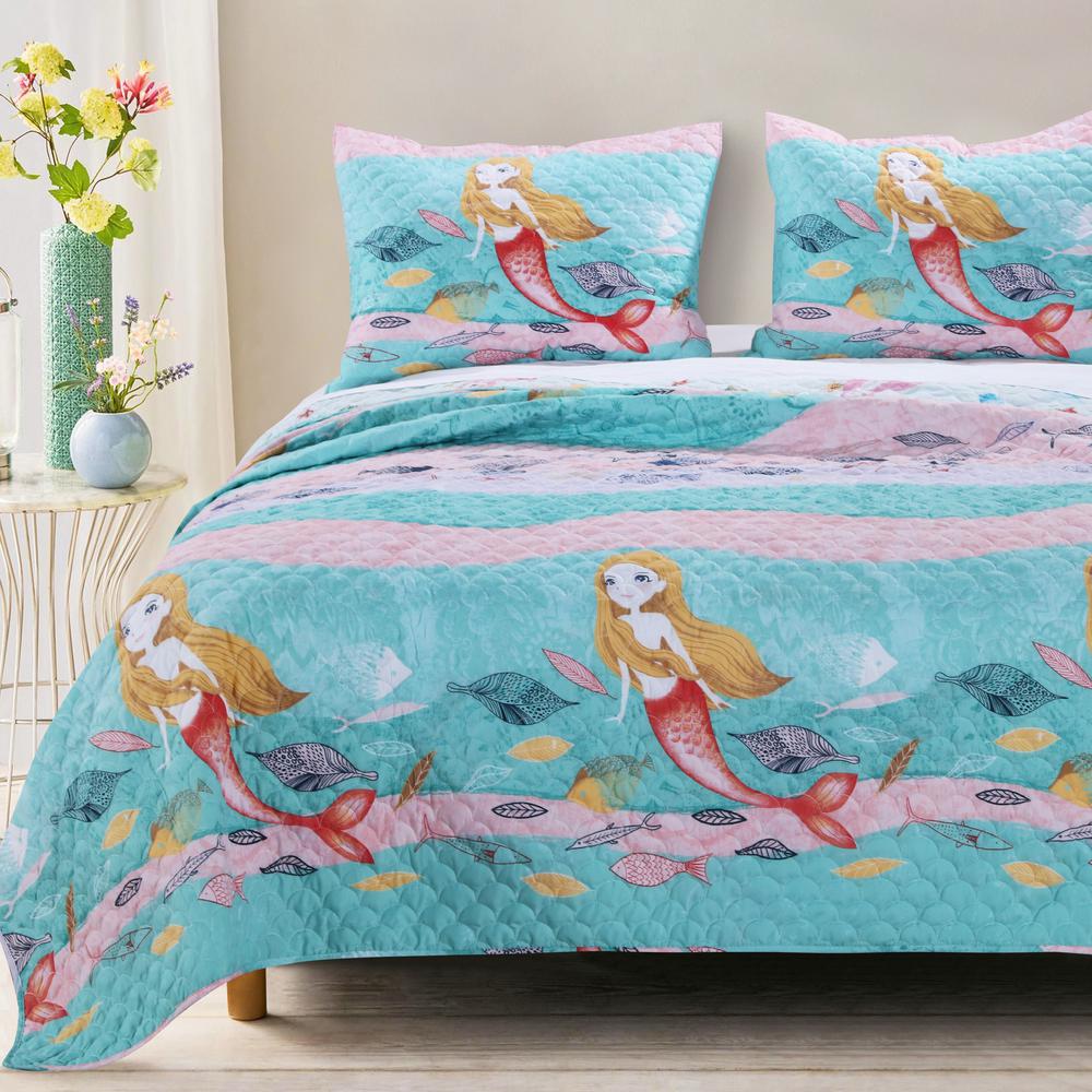 Greenland Home Fashions Mermaid Quilt Set 2 Piece Twin Gl