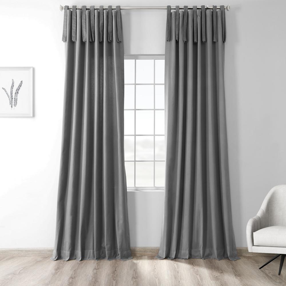 Exclusive Fabrics Furnishings Millstone Gray Room Darkening Solid Cotton Tie Top Curtain 50 In W X 120 In L