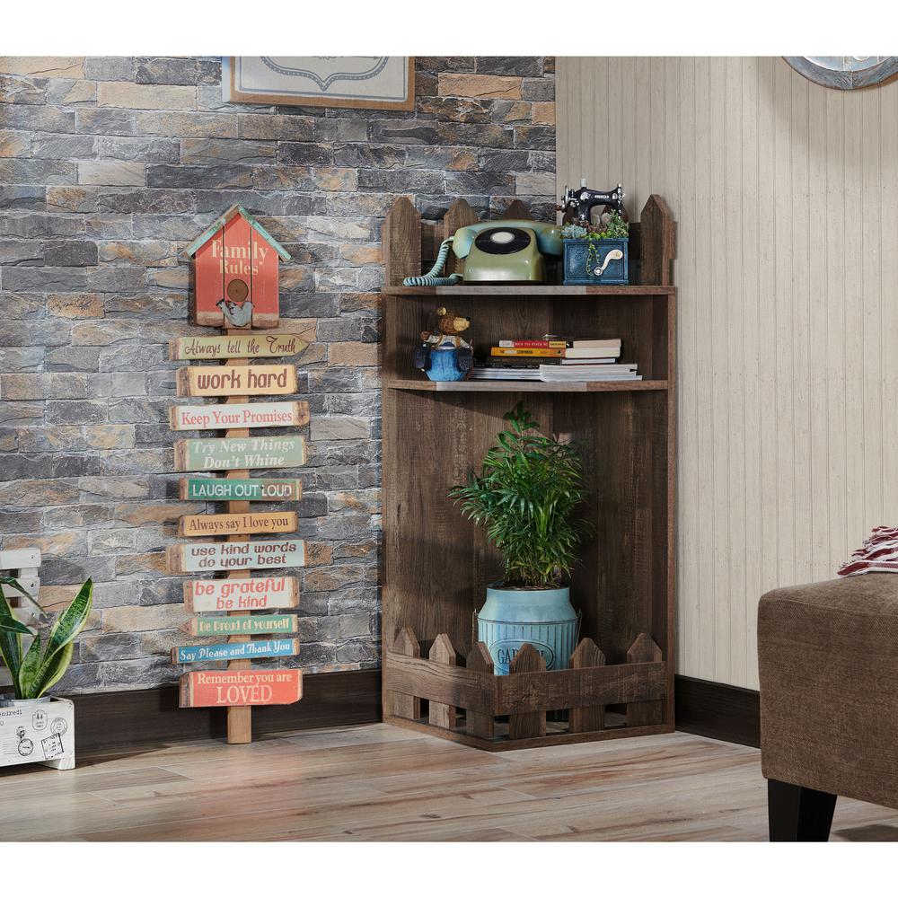 Furniture Of America 39 4 In Reclaimed Oak Wood 2 Shelf Corner