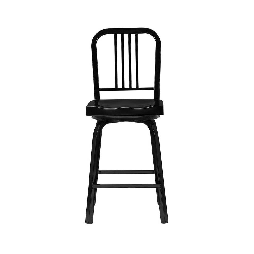 StyleWell Kipling Black Metal Swivel Counter Stool with Back (17.32 in