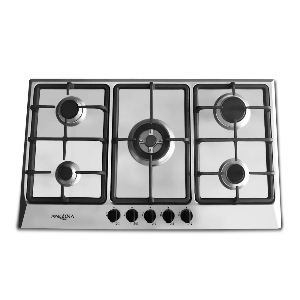 Ancona 34 In Gas Cooktop In Stainless Steel With 5 Burners