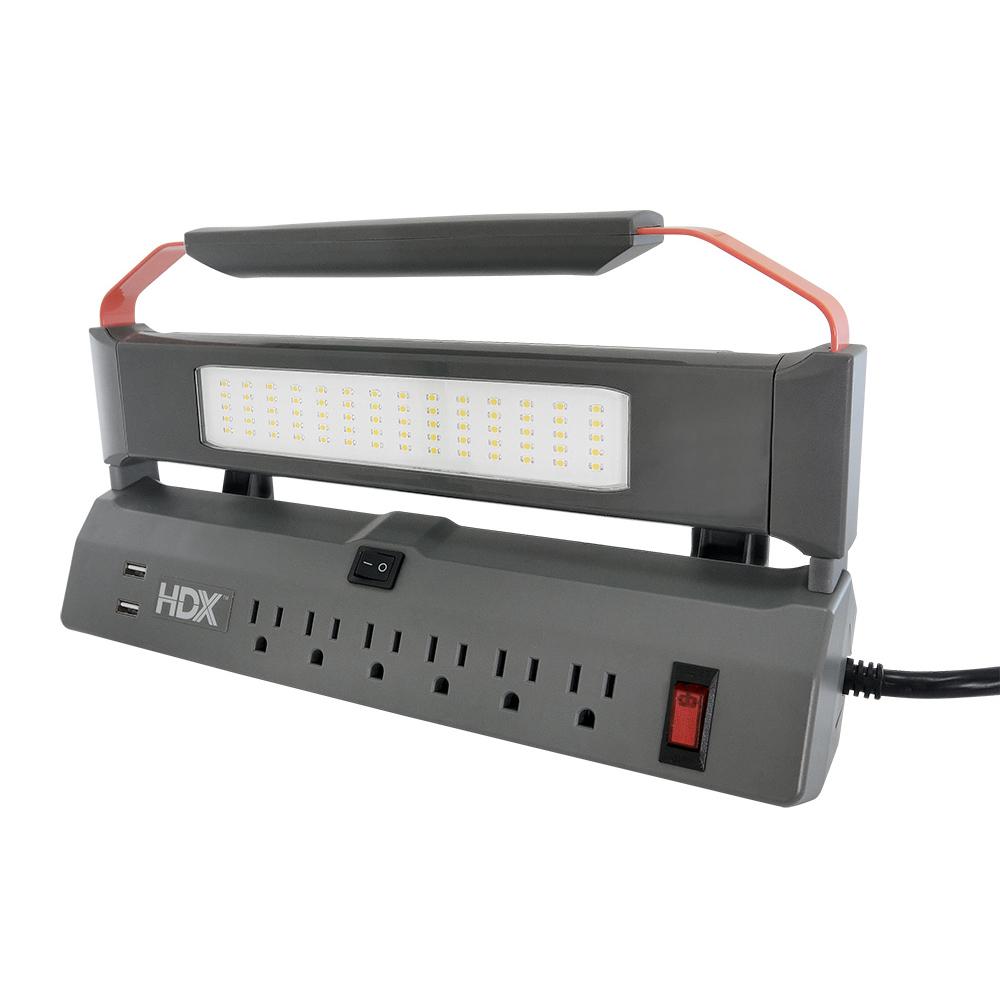 HDX 6-Outlet 2-USB Port Power Work Station