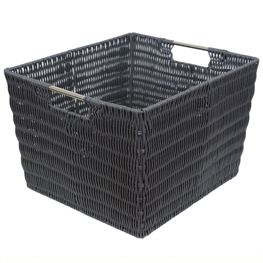 Intricate Decorative Weave 13 In X 10 Grey Basket