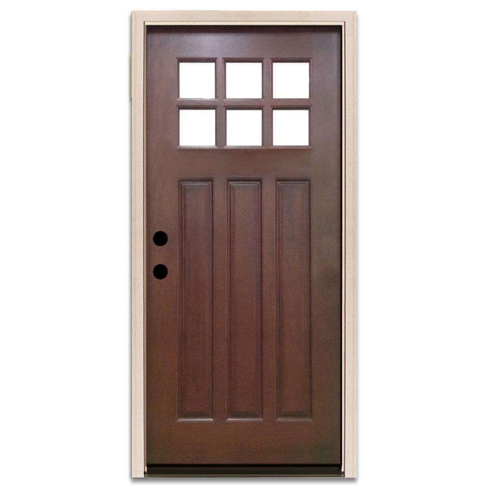Steves Sons 36 In X 80 In Craftsman 6 Lite Stained Mahogany