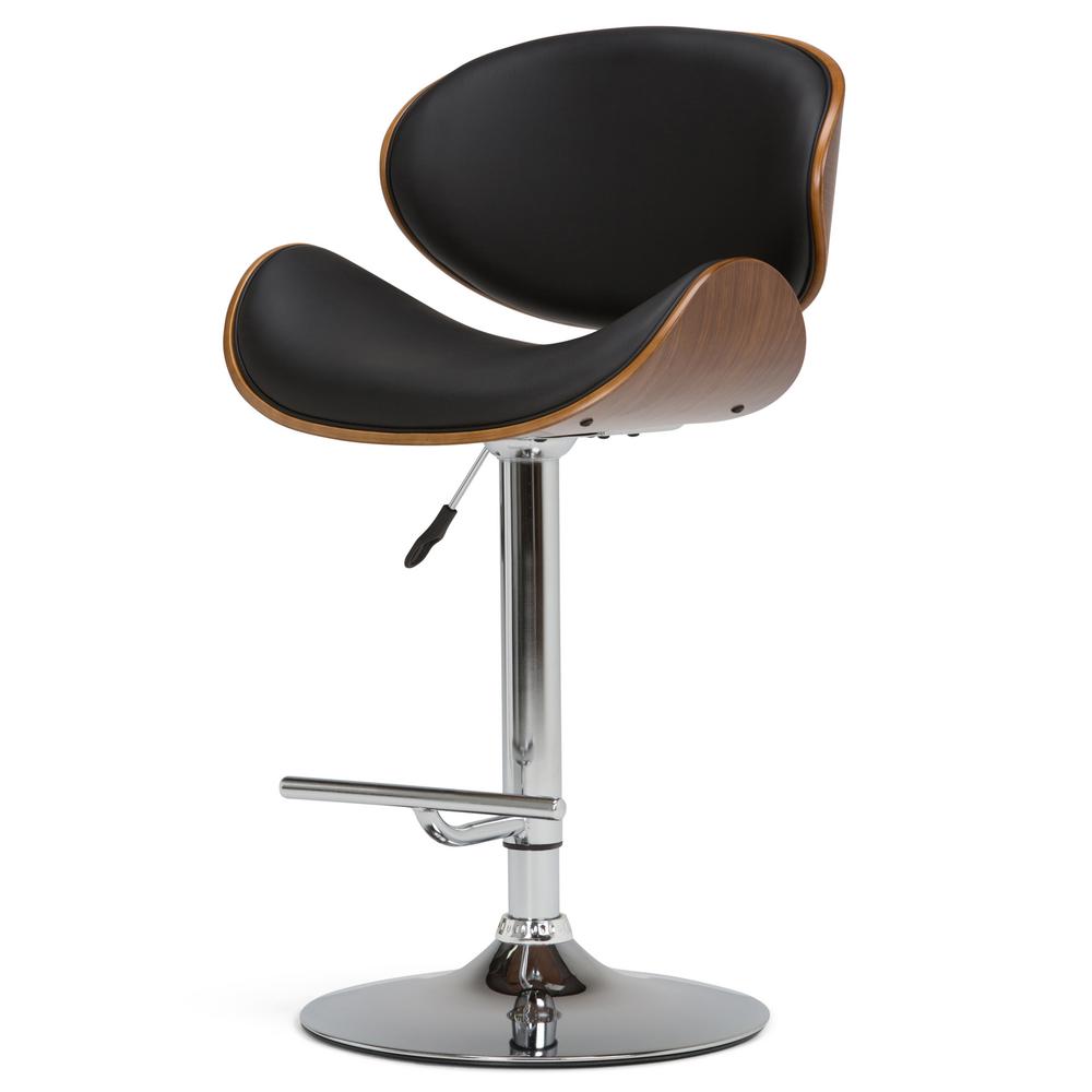 Simpli Home Marana 45 28 In Black And Natural Bentwood Gas Lift Black And Natural Bentwood Gas Lift Swivel Bar Stool
