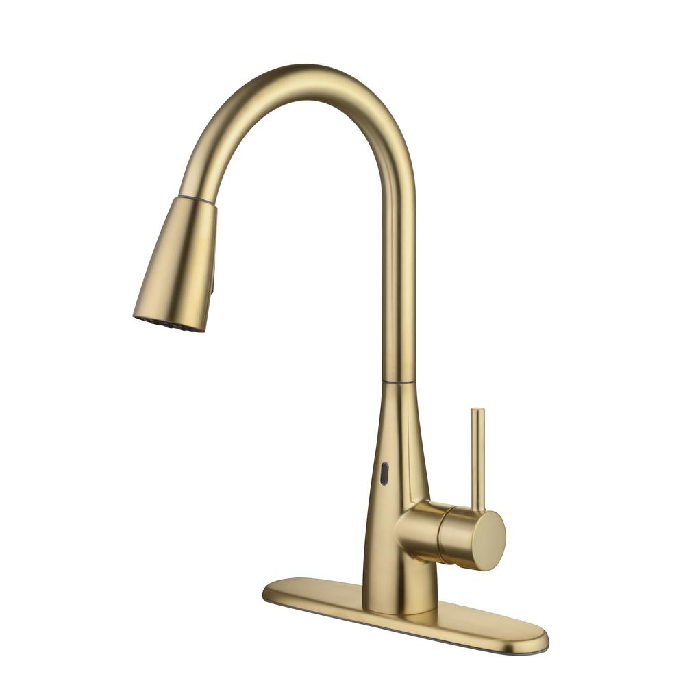 Reviews For Glacier Bay Vazon Touchless Single Handle Pull Down Sprayer Kitchen Faucet With TurboSpray In Matte Gold HD67798W 114405 The Home Depot