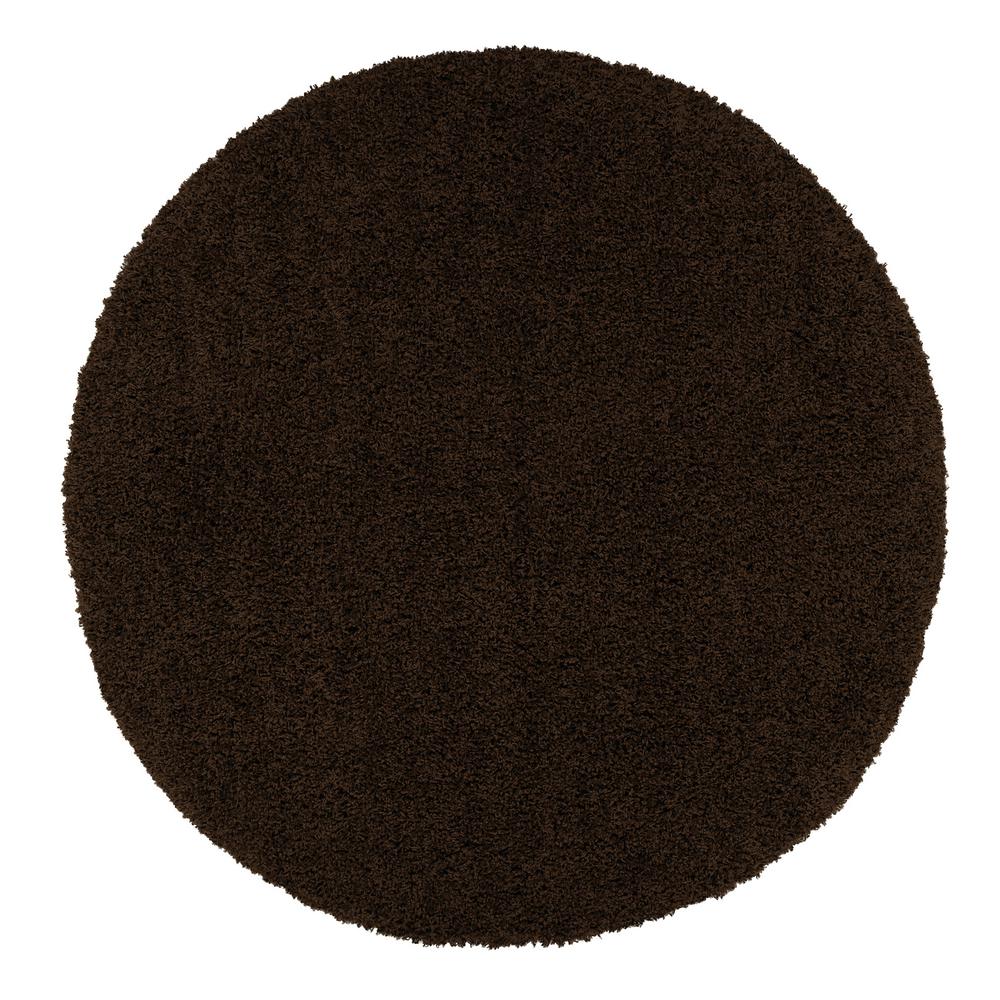 Sweet Home S Cozy Collection Brown 5 Ft X Contemporary Round Area Rug